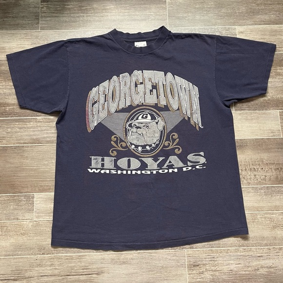 Vintage Georgetown Hoyas Bulldogs T Shirt Single Stitch Washington DC - Picture 1 of 7